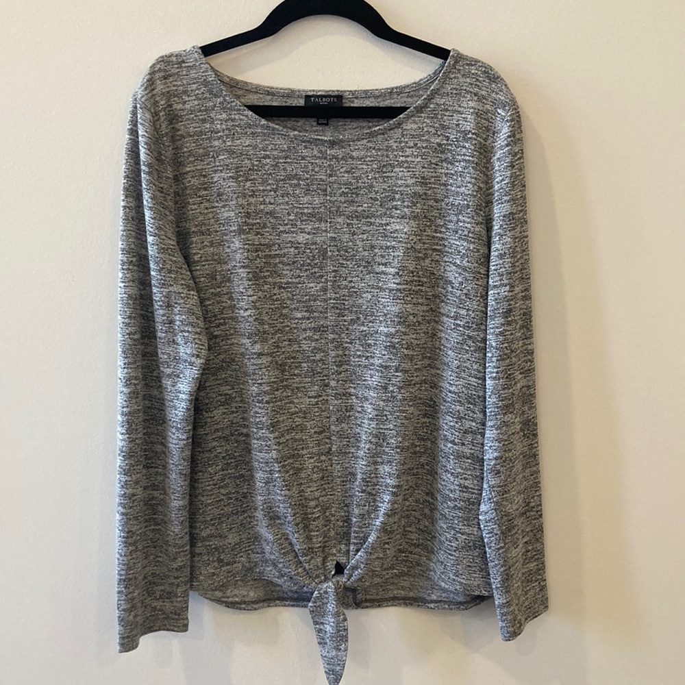 talbots medium petite shimmery/glittery silver long sleeve long sleeve blouse